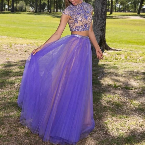 Ethereal purple jeweled Sherri Hill tulle ball/prom/pageant gown, 00 - Picture 4 of 4